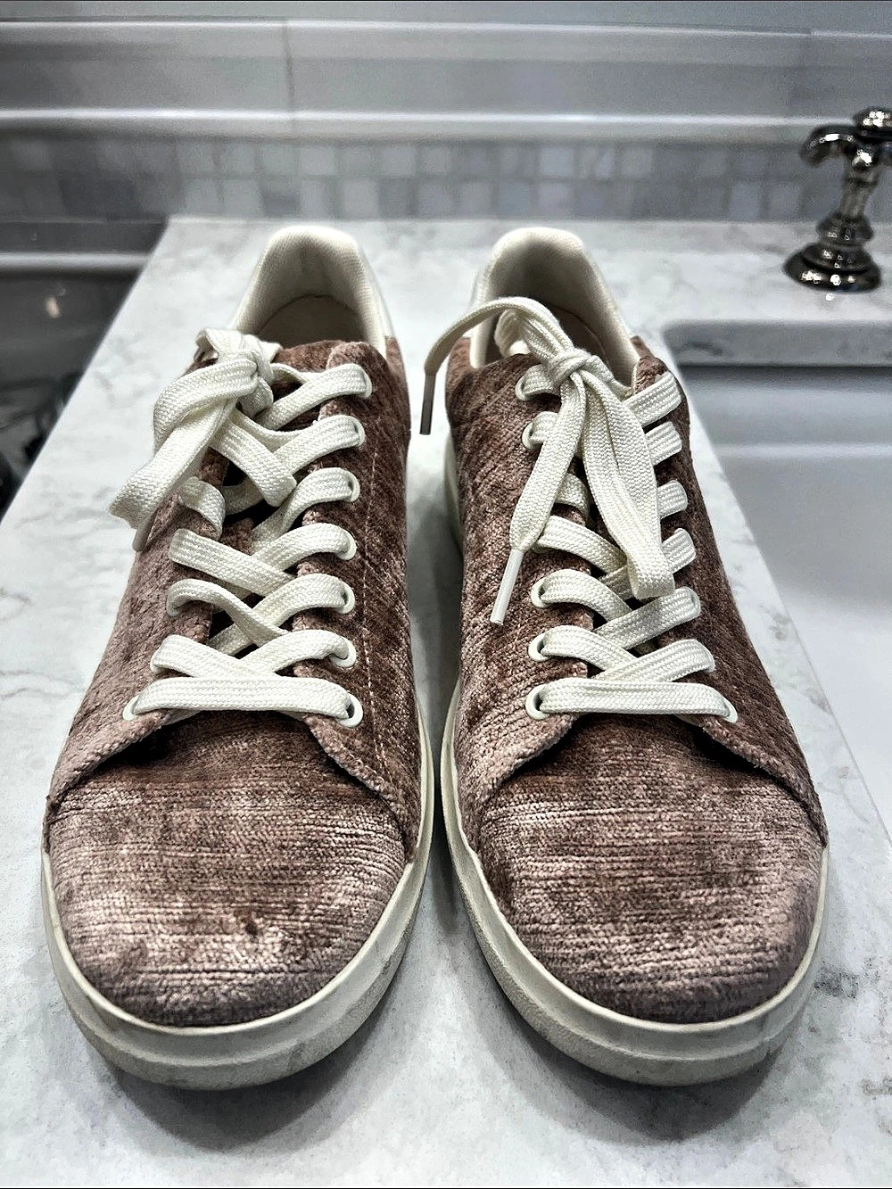 Tory Burch Howell Court Velvet Sneaker Women's Sneakers in Pink & White